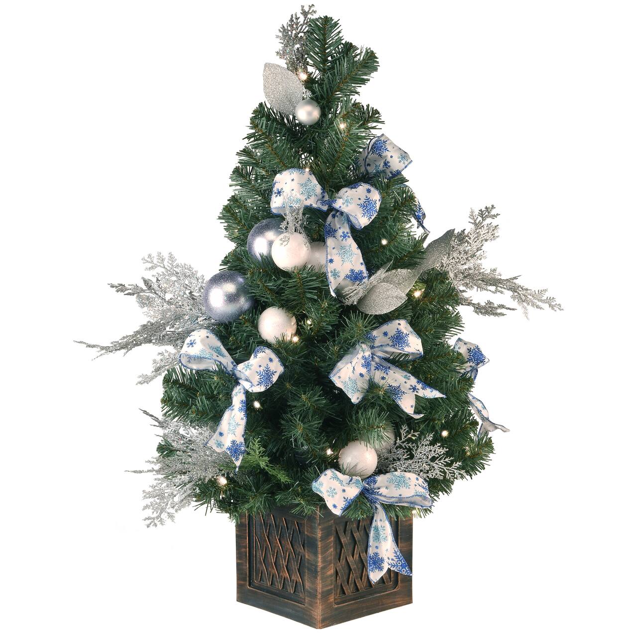 3ft. Pre-Lit Decorative Collection Ornament Artificial Christmas Tree, Clear Lights